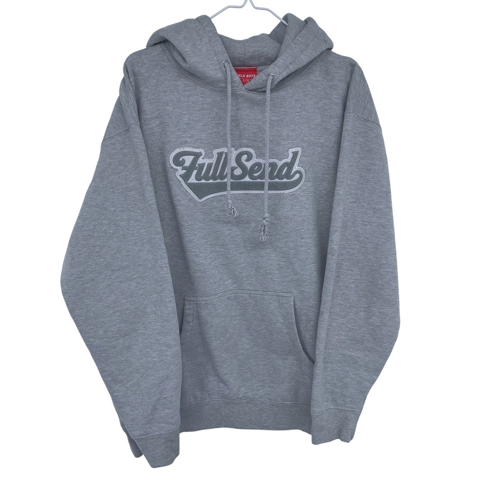 Nelk Boys Full Send Carpet Spell out‎ Hoodie Large Gray Sweatshirt Cotton Blend
